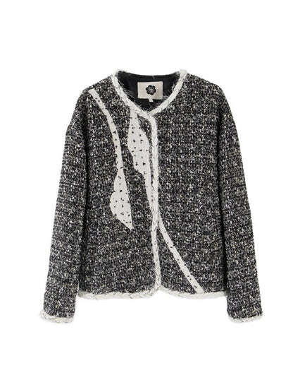 Veste en tweed monotone de conception de point