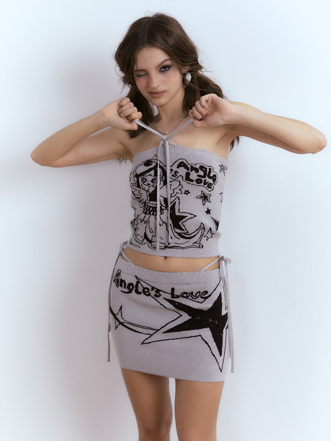 Printed Tube Crop Top And Skirt main image 0