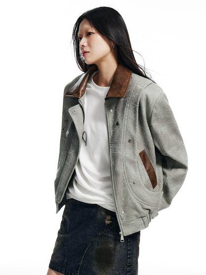 Imitation Suede Stud Design Jacket