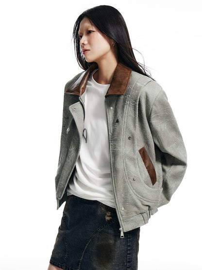 Imitation Suede Stud Design Jacket