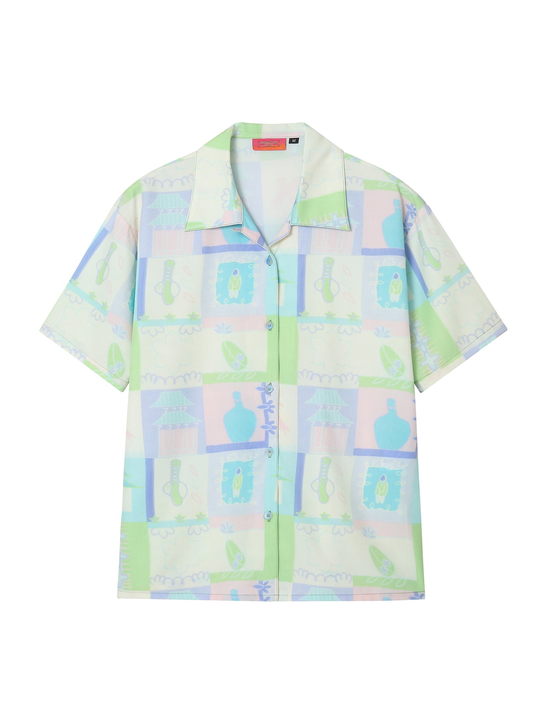 Retro Print Short-sleeved Shirt