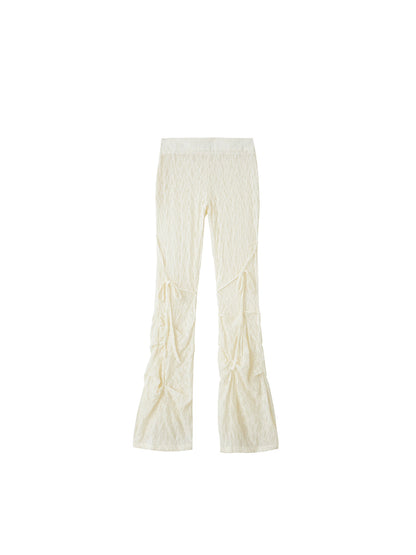 Lace Pleated Flared Pants