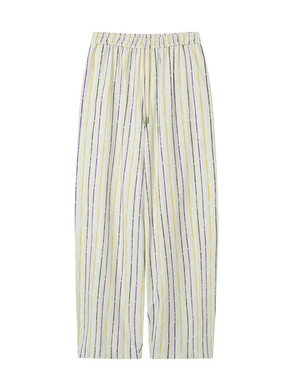 Striped Fat-leg Pants