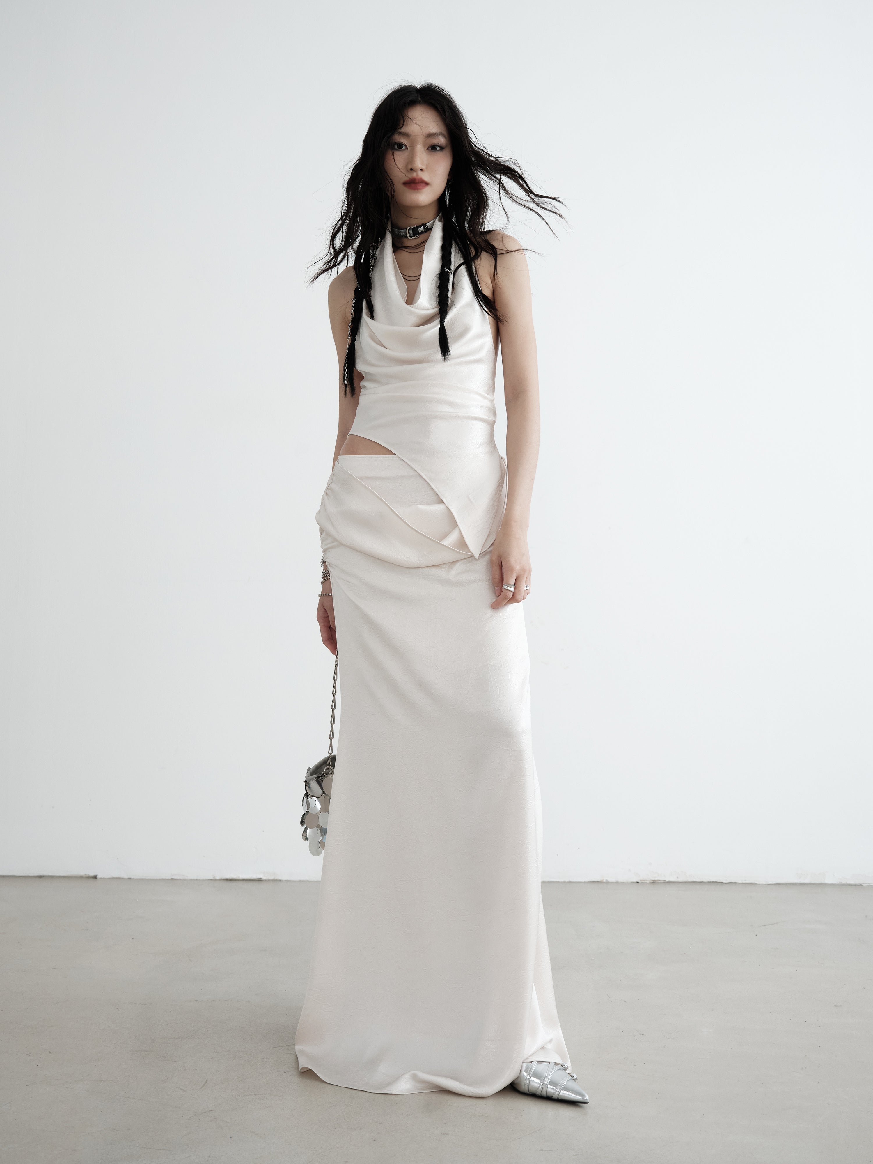 Petal Martini Draped Halter Neck Maxi Dress: PARADISE PINK main image 1