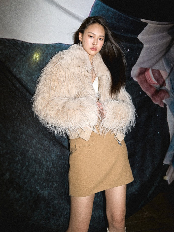 Long Hair Lapel Eco-Friendly Fur Jacket