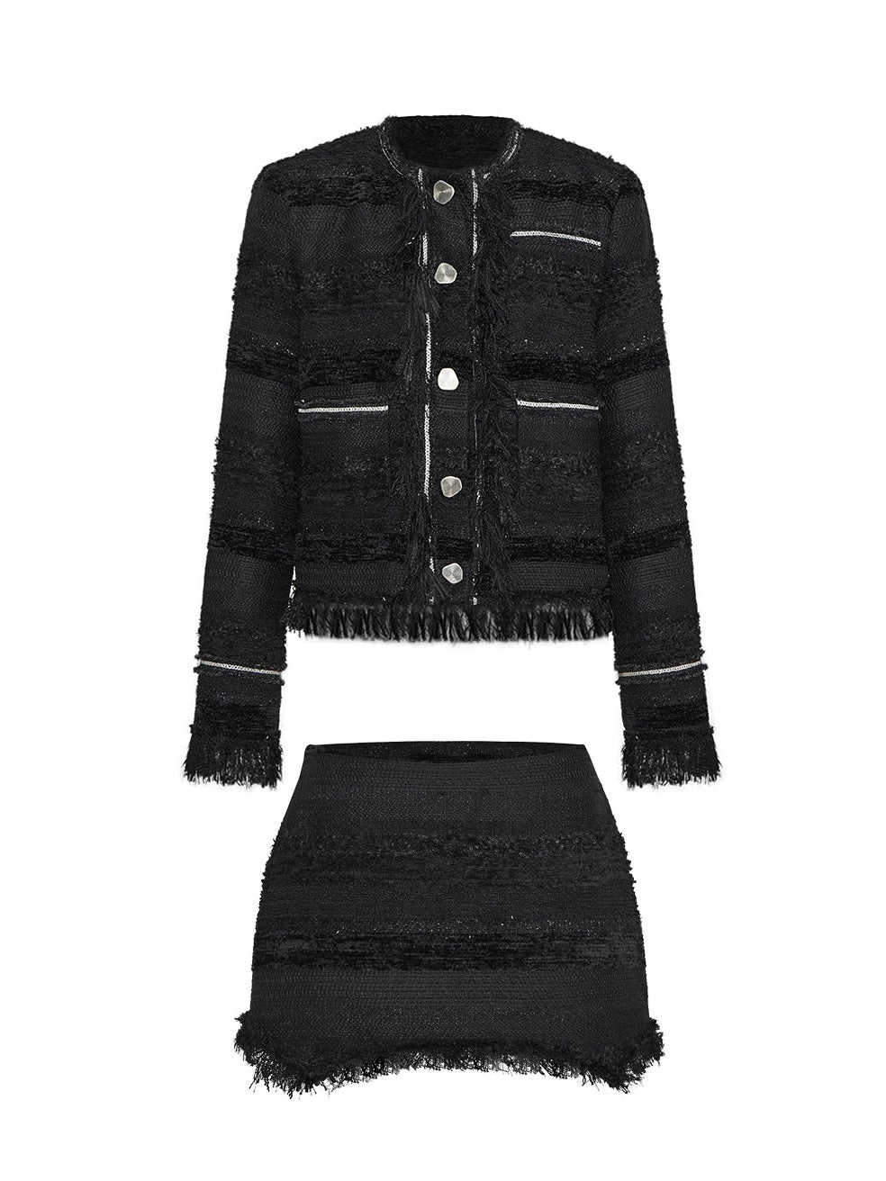 Haare -Damen -Tweed -Style -Jacke &amp; Rock