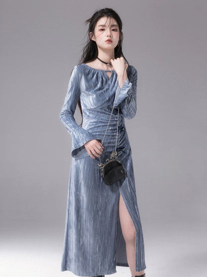 Velvet Gather Slit Robe