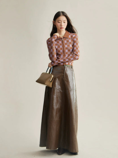 High Waist Straight PU Leather Skirt