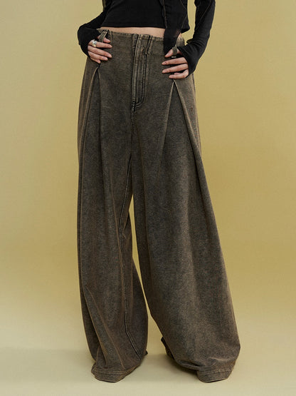 I-shaped Pleated Wide-leg Casual Pants