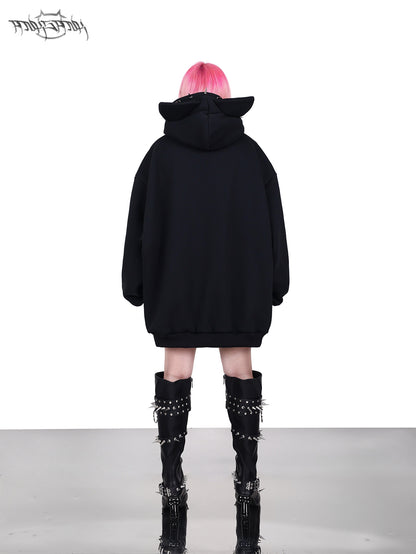 Cat Ear Rivet Rock Punk Sweat Hooded Pullover