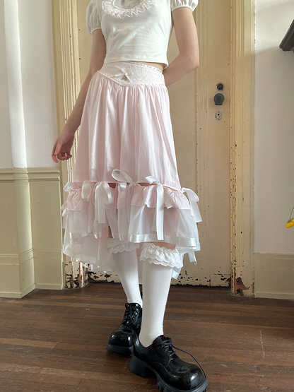 Irregular Plaid Bow Lace Patchwork Fishtail Skirt