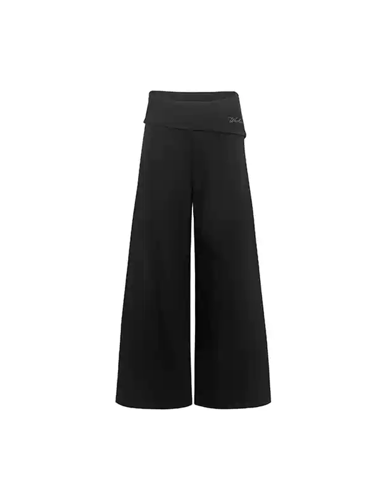 Knit Stretch Loose Plain Wide-Pants