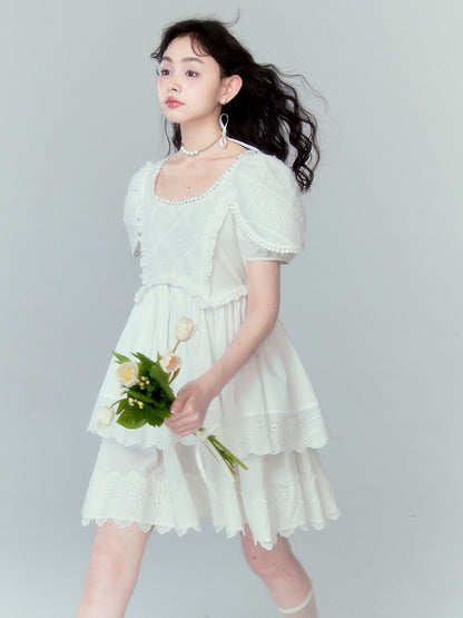 Fake Two-piece Petal Sleeve Dress