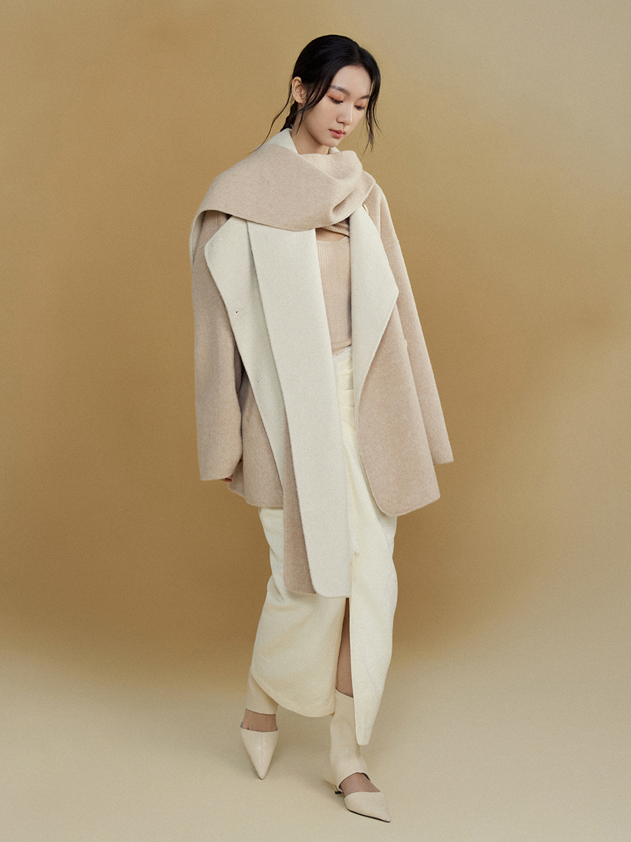 Loose Double-folded Scarf Double-sided Coat