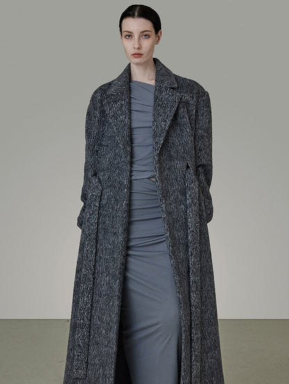 Loose Belted Suit Collar Long Coat