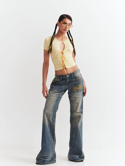 Low-waist Wide-legged Denim Pants