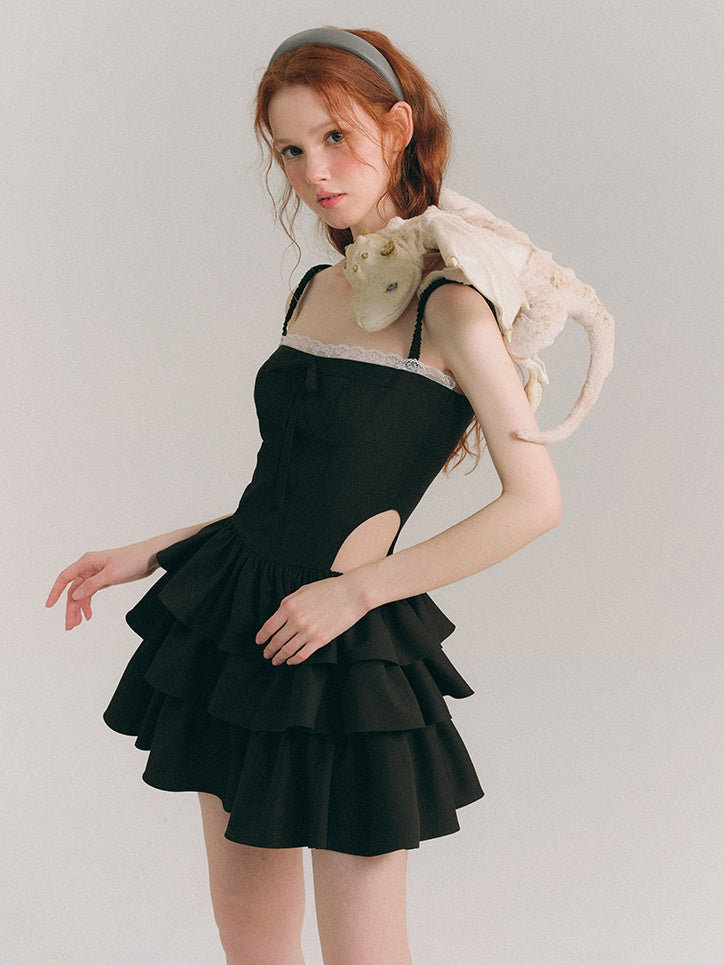 Hollow Suspender Cake Dress