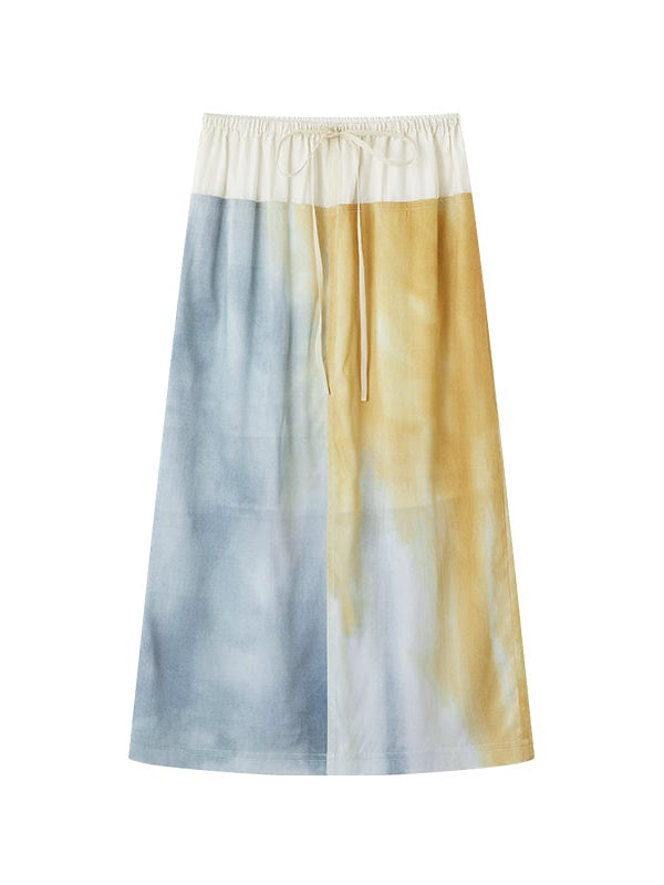 Contrast Color Mid Length Straight Skirt