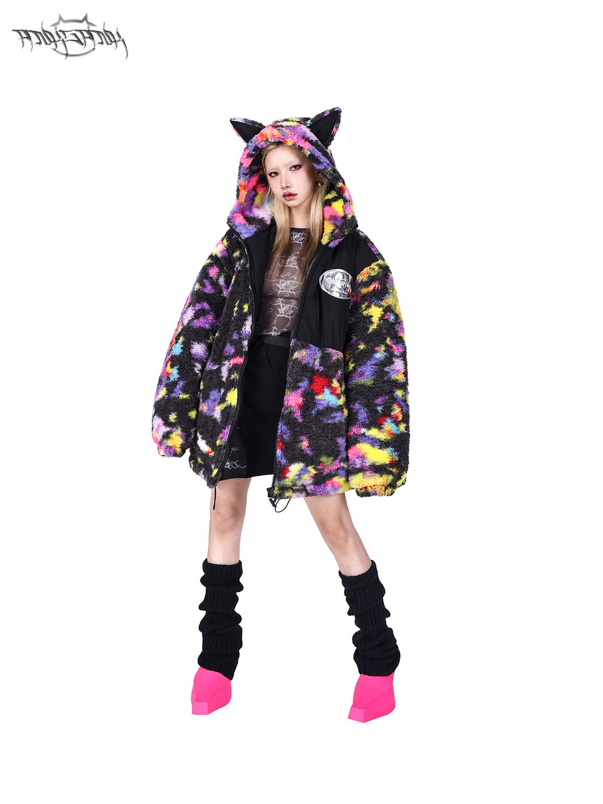 Rainbow Cat Ears Hooded BoA Loose Jacket