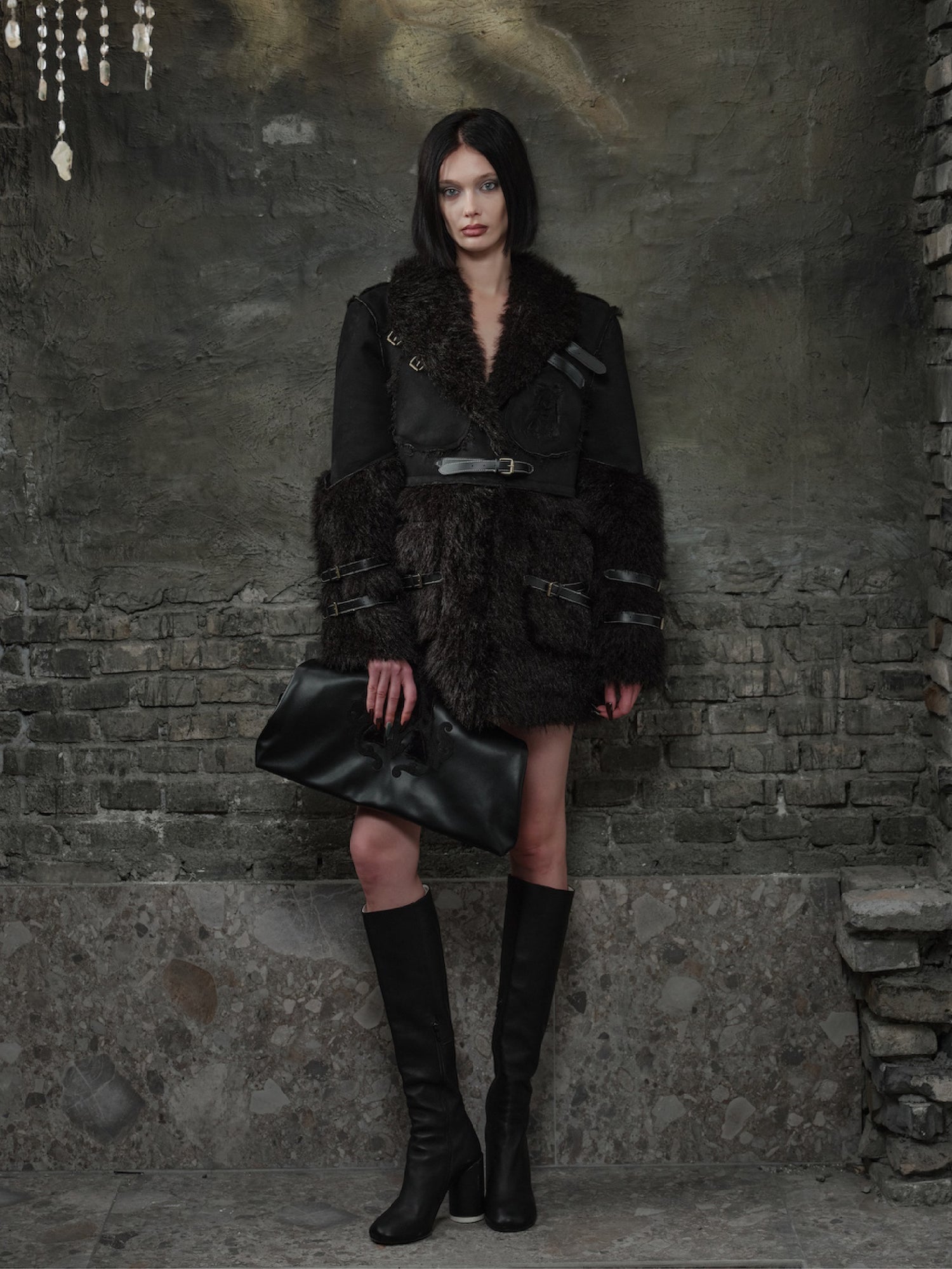 Removable Fur Stitch Strap Coat