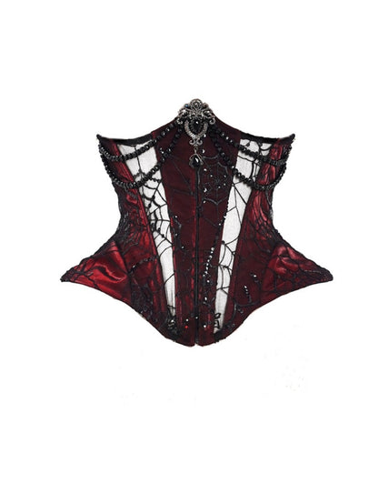 Gothic Velvet Fishbone Corset &amp; Bel Decoration Camisole &amp; Tulle en dentelle en velours jupe