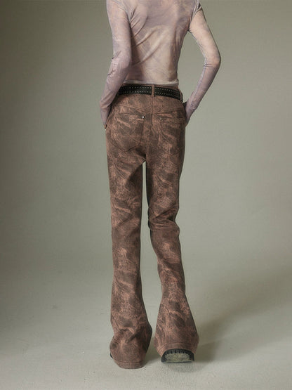 Denim Washed Micro-flared Pants