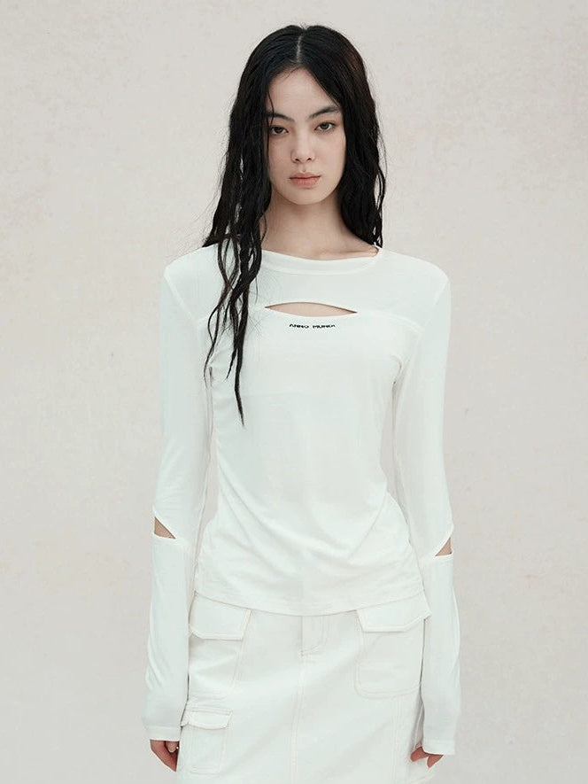 Long-sleeved Hollow T-shirt