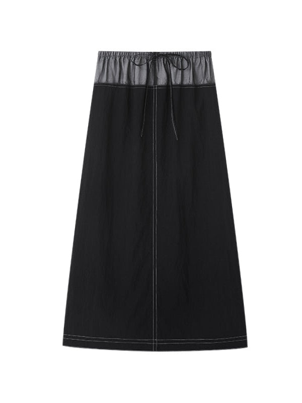 Contrast Color Mid Length Straight Skirt