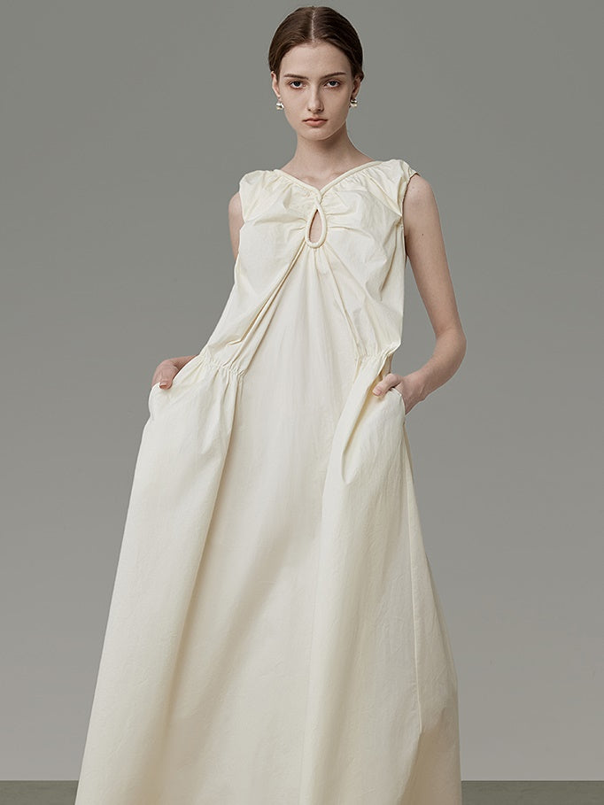 Sleeveless Loose Gather Hollow Dress