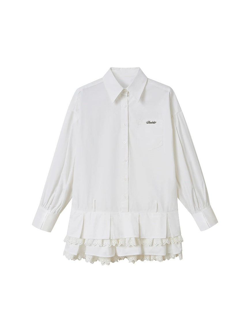 Lace Pleated Hem Shirt One-piece – ARCANA ARCHIVE