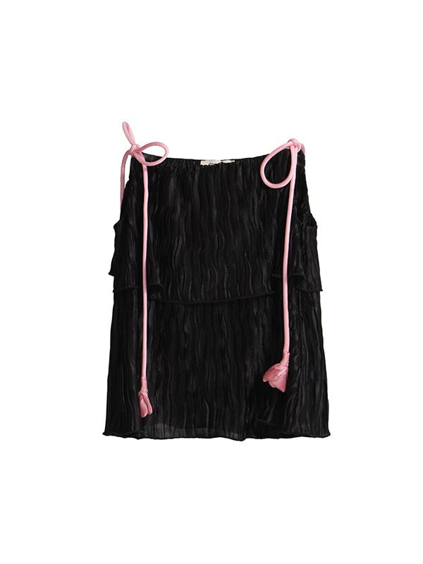 Three-dimensional Tulip Lace Multi-layer Pleated Suspenders Top