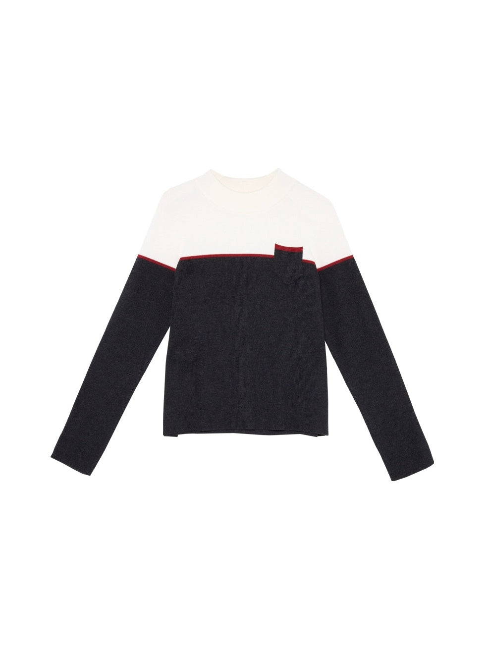 Contrast Color Patch Pocket Knitted Sweater