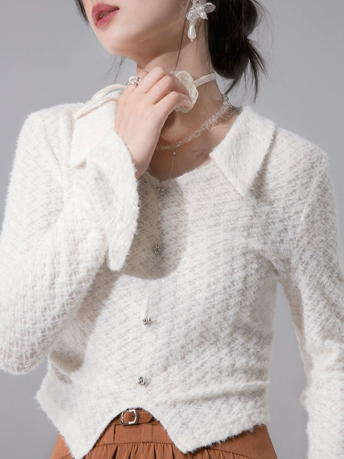 Feather Touch Hollow Knit Sweater