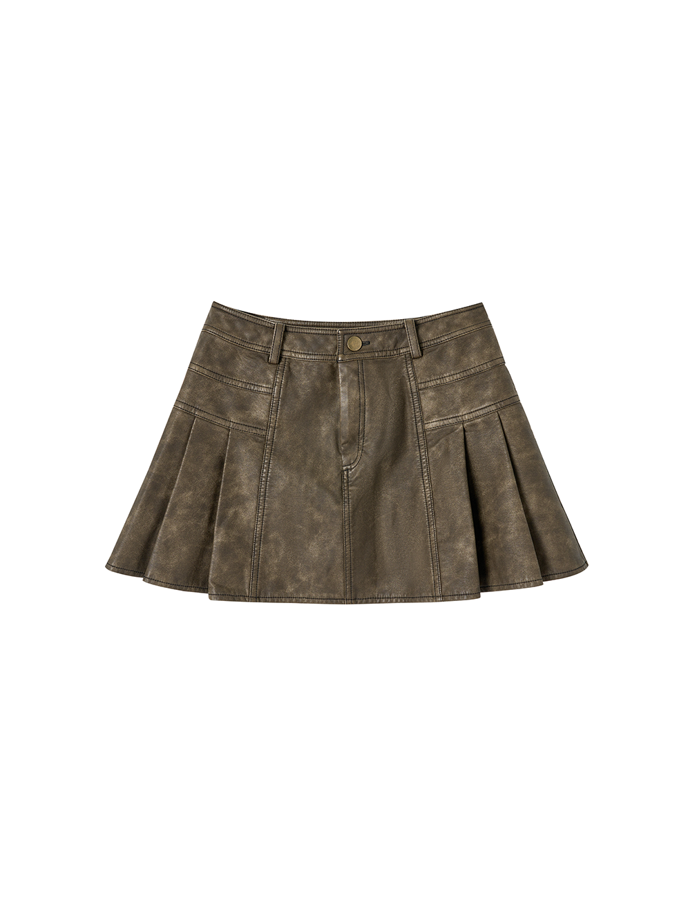 PU Leather Pleated High Waist Skirt main image 1