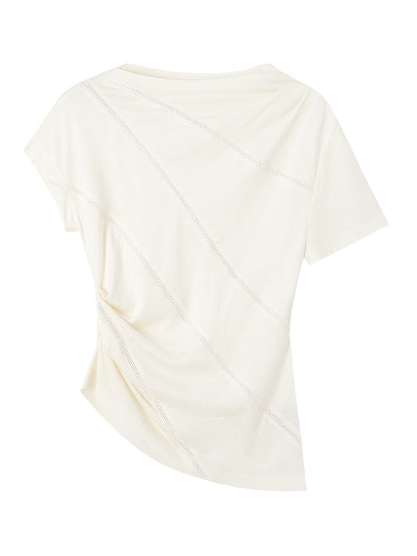 T-shirt irrégulier divisé oblique