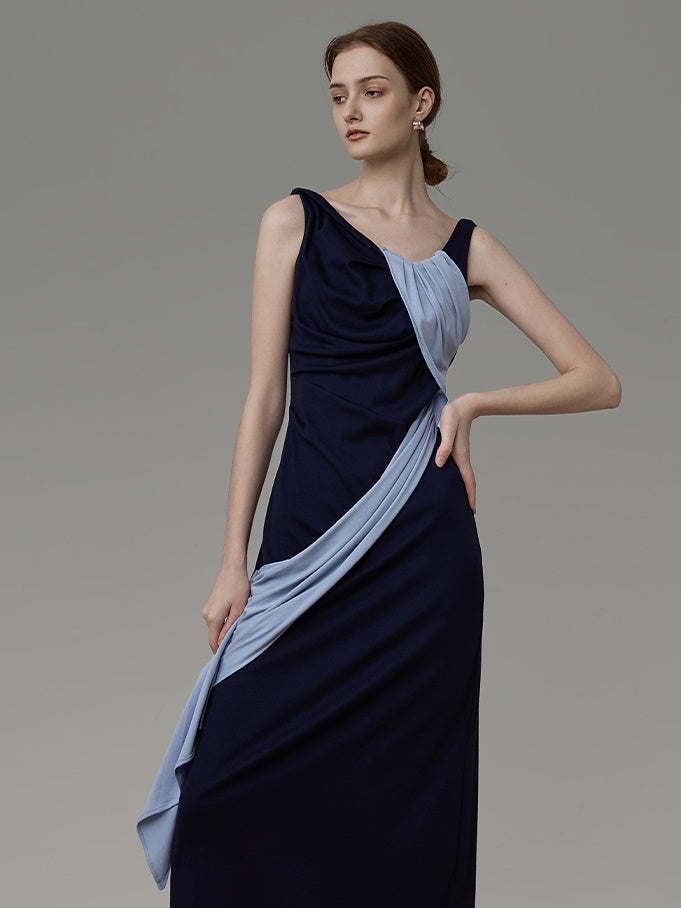 Contrast Color Stitching Sling Dress