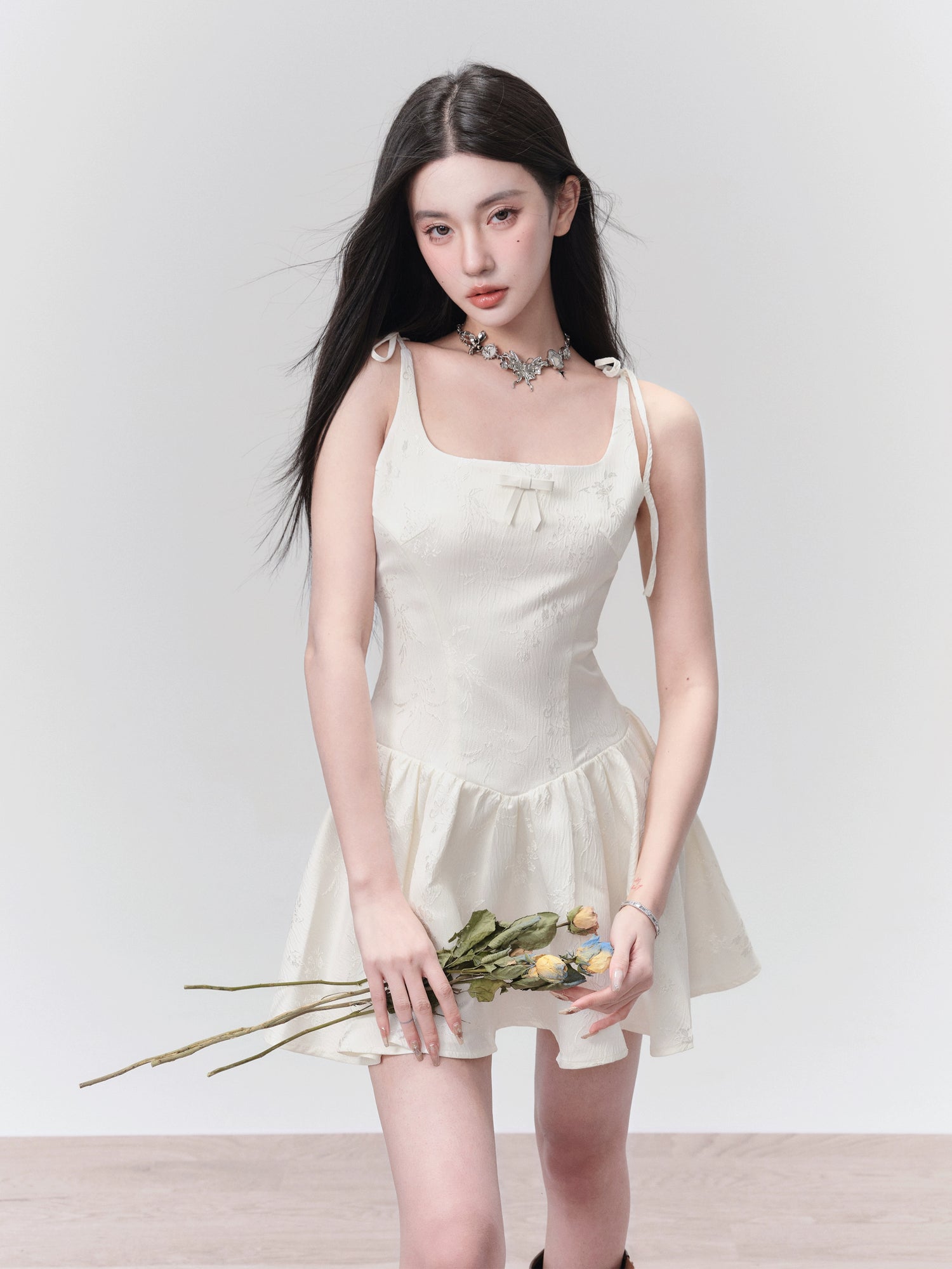 Bow Jacquard Princess Tutu Slip Dress