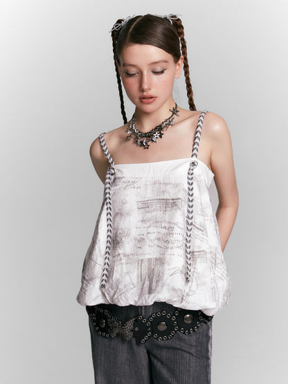 2Way Newspaper Printed Bud Camisole &amp; Skirt