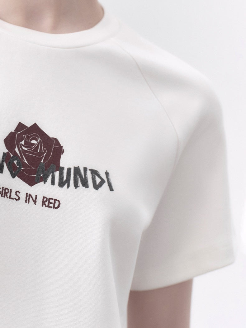 Rose Printed Short-Sleeed T-Shirt