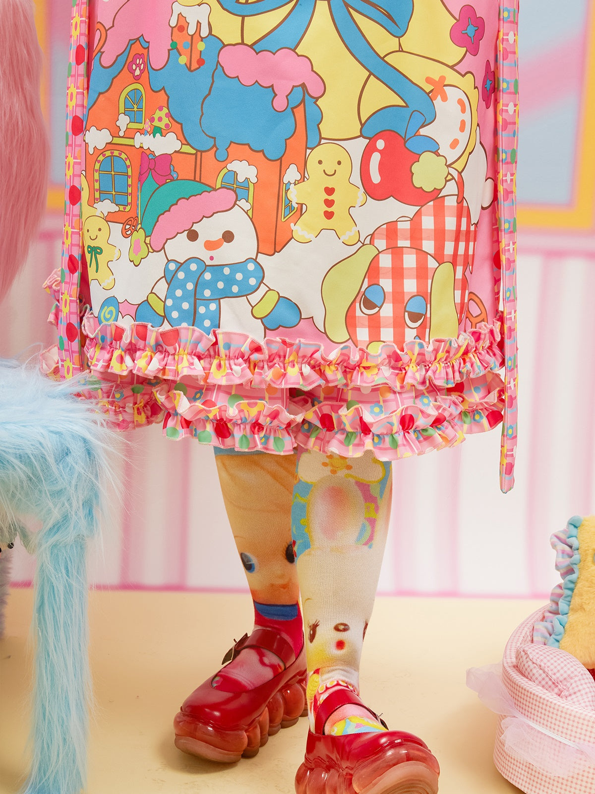 Doll Collar Cute Bear Print Dress