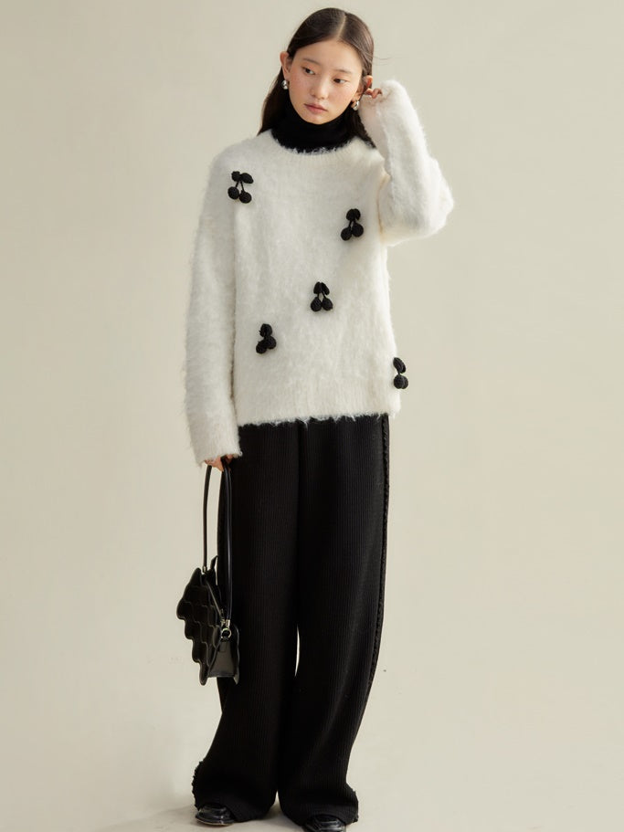 Cherry Motif Pullover Sweater