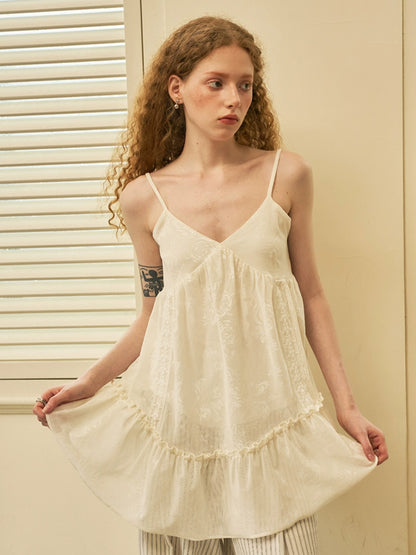 Ruffle Design Jacquard Camisole