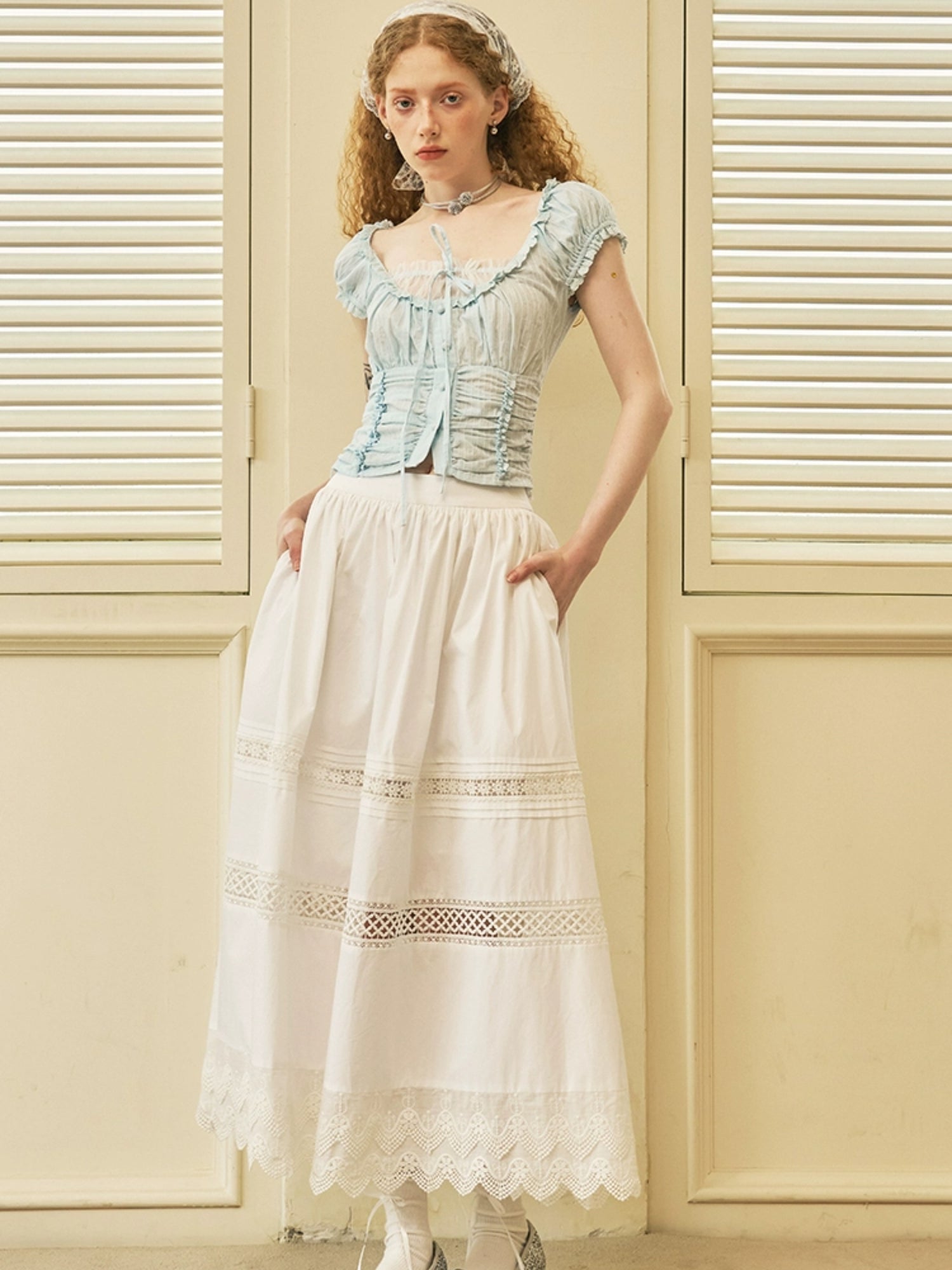 Girly Lace Splicing Long Skirt