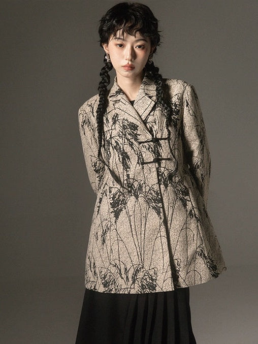 Chinese Style Jacquard A-Line Jacket