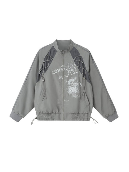 Print Stitching Sports Windbreaker Jacket