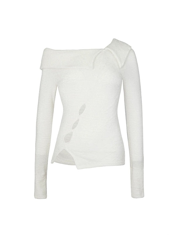 One-shoulder Slim Knitted Top