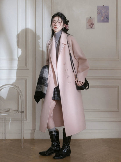 Double-breasted Woolen Long Coat