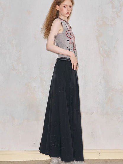 Hot Diamond Design Long Pleated Skirt