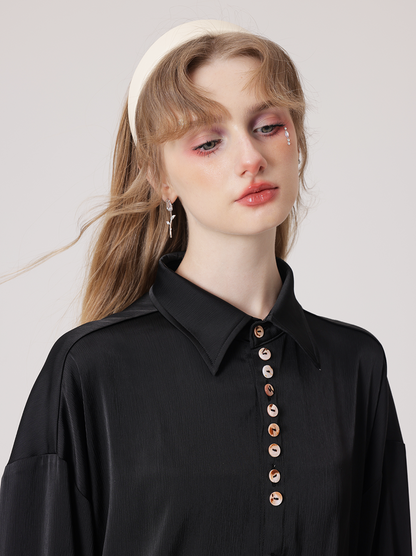 Shell Button Satin Shirt