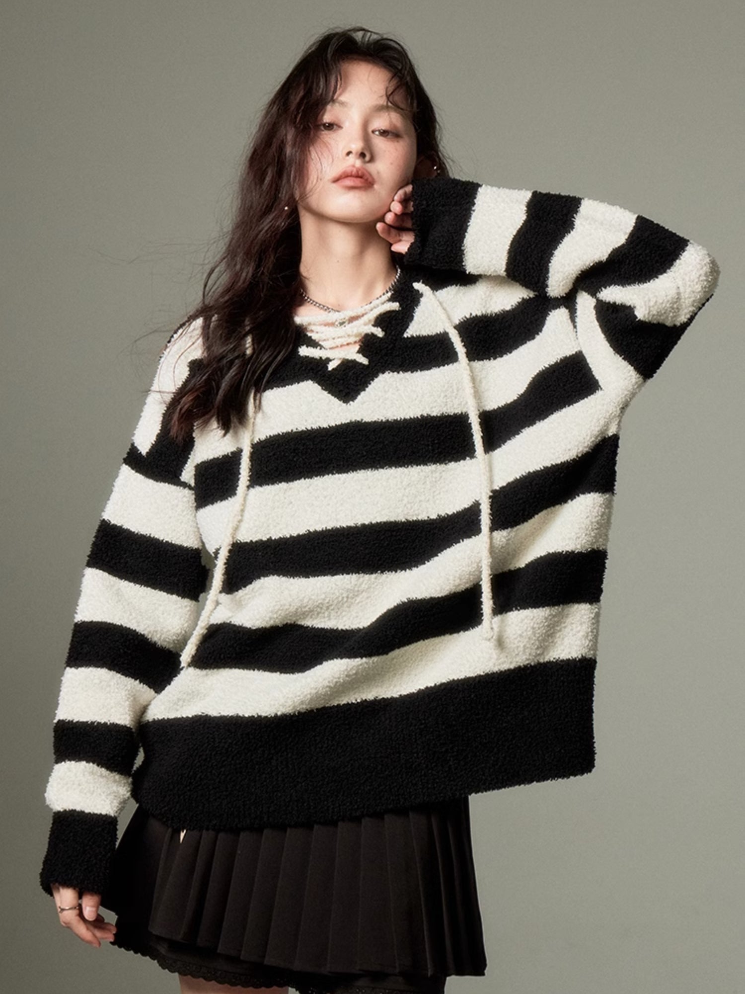 Border Strappy Knitted Pullover